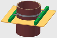 Anchorage ring assembly on intermediate ceiling